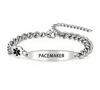 QeenseKc Medical Alert Heart Bracelet for Men Women 8.3"-10.3" Franco Chain | Emergency medical ID bracelet,black heart alert charm,stainless steel ID plate &franco chain,first aid,sport and Outdoor