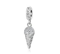 QeenseKc Pavé Ice Cream Cone Dangle Charm Clear CZ for European Bracelet