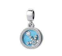 QeenseKc Snowflake Winter Dangle Charm Christmas Green Enamel Dangle Bead for Pandora Bracelet