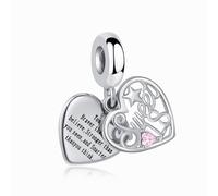 QeenseKc Sweet Birthday Number 16 18 21 Double Heart Charm Compatible with Pandora Bracelet Women, Copper, Rhinestone