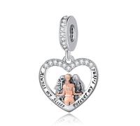 QeenseKc Three Sisters Heart Dangle Charm Best Friend Bead Compatible with Pandora Bracelet Women