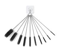 QEEQPF 10 Pcs Tube Brush Nylon Bottle Pipe Cleaner Set with Self Adhesive Hooks Bottle Cleaning Brush, Brushes for Small Spaces Multi-Size Straw, Black (SRE-01)