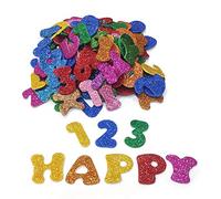 QEEQPF 170 PCS Glitter Foam Letter Numbers Stickers for Crafts with Self Adhesive Backing Craft Embellishments for Card Creative Making Decorating, DIY Scrapbooking, Blue,green,gold,pink,silver
