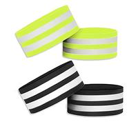 QEEQPF 4 reflective belts, reflective bracelet reflective armbands in two colors, outdoor suitable for riding, running, self-adhesive seat belts.