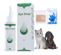 QEEROYO Special Eye Drops for Dogs and Cats, 60 ml, White, Model SD23, for Removing Deposits and Foreign Bodies, with Metallic Ties