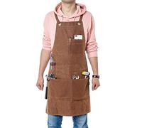 QEES Apron - Heavy Duty, Waterproof Workman Apron with 3 Large Pockets - Waxed Canvas, One Size Fits All, Unisex
