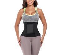 QEESMEI Waist Trainer for Women Waist Cincher Trimmer Ab Belt Tummy Control Body Shaper with Triple Wrap, Black, Medium