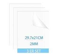 QEEYON 3 Pcs Clear Acrylic Sheets, 2mm Clear Acrylic Plastic Sheets Acrylic Panel for Picture Frame Glass Replacement, Table Signs, Calligraphy and Painting (A4,29.7X 21cm)
