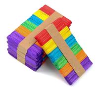 QEEYON 300 PCS Mini Coloured Wood Lollipop Sticks, 2.5 inch Wood Lolly Craft Sticks Colour Natural Popsicle Sticks for DIY Crafts Home and School, Arts and Handwork
