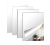 QEEYON 4 Pack Self Adhesive Mirrors Sheets, 30x21cm A4 Thickened Acrylic Mirror for Walls, Adhesive Mirror Tiles 3mm Thick Acrylic Workout Gym Mirror for School Educational or Home Decor
