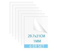 QEEYON 6 Pcs Clear Acrylic Sheets, 1mm Clear Acrylic Plastic Sheets Acrylic Panel for Picture Frame Glass Replacement, Table Signs, Calligraphy and Painting (A4,29.7x 21cm)