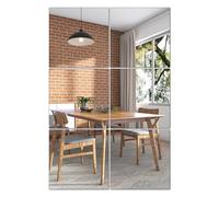 QEEYON 6 PCS HD Frameless Glass Wall Mirror Tiles, 15cm x 15cm Self Adhesive Mirrors Stick On Wall Mirror for Home Decoration, Living room, Hallway, Bedroom, Bathroom, Makeup