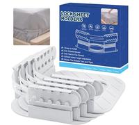 QEEYON Bed Sheet Holders with Lock Strips, 4Pcs Lock Sheet Holders Heavy Duty Bed Sheet Straps Keep Sheets Firm & Tight, Adjustable Height Fitted Sheet Corner Holders Fits Any Size Mattress(White)