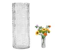 QEEYON Glass Vase Handmade Clear Glass Cylinder Posy 30cm Tall Heavy Crystal Flower Vase for Flowers Floral Arrangement for Centerpieces Living Room, Kitchen, Office, Wedding (30 x 12cm)