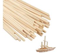 QEEYON Natural Square Bamboo Strips, 50 Pack 30cm x 5mm Extra Long Unfinished Craft Sticks for DIY Projects and Art Works