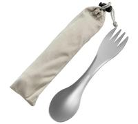 QEEYON Superlight Titanium Spork, 2-in-1 Fork & Spoon Camping Cutlery with Storage Pouch, Ergonomic Curve for Backpacking, Hiking, Outdoors