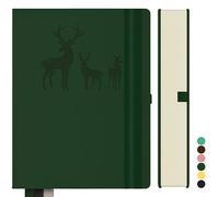 Qefuna Notebook A4 Lined, Bullet Journal A4 Thick Notepad, 360 Pages, Hardcover Leather Notebook, 100gsm Lined Paper for Women Men Office School Diary, 21.3 x 28.1cm, Green