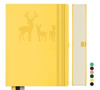 Qefuna Notebook A4 Lined, Bullet Journal A4 Thick Notepad, 360 Pages, Hardcover Leather Notebook, 100gsm Lined Paper for Women Men Office School Diary, 21.3 x 28.1cm, Yellow