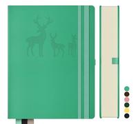 Qefuna Notebook A4 Lined, Bullet Journal A4 Thick Notepad, 360 Pages, Hardcover Leather Notebook, 100gsm Lined Paper for Women Men Office School Diary, 21.3 x 28.1cm, Blue Green