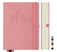 Qefuna Notebook B5 Lined, Bullet Journal B5 Thick Notepad, 300 Pages, Hardcover Leather Notebook, 100gsm Lined Paper for Women Men Office School Diary, 19 x 25.5cm, Pink