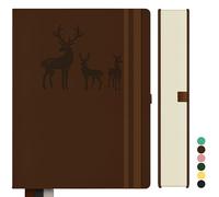 Qefuna Notebook B5 Lined, Bullet Journal B5 Thick Notepad, 300 Pages, Hardcover Leather Notebook, 100gsm Lined Paper for Women Men Office School Diary, 19 x 25.5cm, Brown
