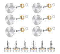 Qegtnk 12 Pcs Mirror Decorative Cap Stainless Steel Brushed Mirror Nails with Decorative Cap Silver Mirror Screw for Mirror Tables Bath Plates Wardrobes Glass Signs