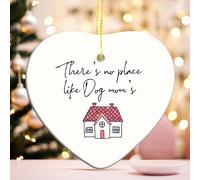 Qeheb Dog Mom Ornament, Dogs Lovers Owner Gifts Christmas Hanging Heart Ornaments for Xmas Tree Party Decorations, Pet Lover Gifts, There's No Place Like Dog-Mom's House Decorative Ornaments Keepsake