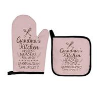 Qeheb Grandma's Kitchen Oven Mitts and Pot Holders Sets, Grandma Oven Mitts, Grandma Over Mittens for Kitchen Decor,Grandma Kitchen Gifts for Gigi Nana Mimi Mothers Day Birthday from Grandchildren
