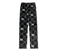 Qehidrmt Halloween Anime Pajamas for Women Girls Cartoon Cat All Character Print Flannel Christmas Lounge Sleep Bottoms, Black Hk Cat, Large