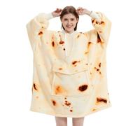 Qeils Oversized Wearable Blanket Hoodie for Women Men | Tortilla Sunngie Sweatshirt, Gifts for Adults Mom Wife Girlfriend (Large Pocket, Burritos, Adult)