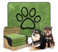 Qeils Washable Pee Pads for Dogs, 2 Pack Super Absorbent Reusable Puppy Pads with Green Long Wool for Potty Training, Floor, Couch, Bed, and Crate,36"x 41"