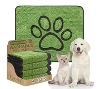 Qeils Washable Pee Pads for Dogs, 4 Pack Super Absorbent Reusable Puppy Pads with Green Long Wool for Potty Training, Floor, Couch, Bed, and Crate,30"x 34"