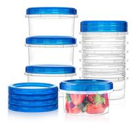 Qeirudu 10 Pack 8oz Freezer Storage Containers with Screw Lids, Leakproof Meal Prep Containers, Small Reusable Plastic Food Storage Containers for Fruits, Leftovers, Salads, Overnight Oats