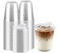 Qeirudu 14 Oz Clear Plastic Cups with Strawless Sip Lids, 50 Pack Disposable Iced Coffee Cups Round Bottom To Go Cups for Cold Drinks, Smoothie, Juice, Milkshake