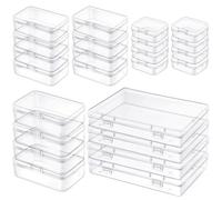 Qeirudu 24 Pcs Small Plastic Containers with Lids - Mini Plastic Craft Storage Boxes with Hinged Lids Clear Bead Organizer for Jewelry Findings and Art Supplies (4 Mixed Sizes)