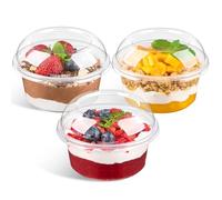 Qeirudu 50 Pack 12 Oz Clear Plastic Dessert Cups with Dome Lids, Acai Bowls Party Serving Bowls for Ice Creams, Cakes, Parfaits, Snacks, Fruits
