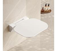 QEKE Foldable Shower Seat Wall Mounted, Bathroom Folding Chair for Saving Space, also as Shoe-Changing Stool, White