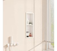 Qeke Recessed Shower Niche of Stainless Steel, Waterproof Embed Wall Niche, Built-in Shower Caddy NO Tile Required, Double Layers, 20X60CM, White