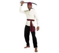 QEKFDOV 5 Pcs Pirate Costume Accessories Set,Men Medieval Pirate Costume with Bandana Waist Belt Eye Patch for Halloween Captain Carnival. (L)