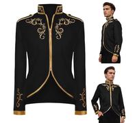 QEKFDOV Men's Medieval Prince Costume,Renaissance Gothic Steampunk Jacket,Victorian Retro Clothing for Halloween Cosplay(Black, M)