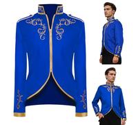 QEKFDOV Men's Medieval Prince Costume,Renaissance Gothic Steampunk Jacket,Victorian Retro Clothing for Halloween Cosplay (Blue, L)