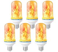 Qelus LED Flame Light Bulbs E27, 5W Flame Effect Light, Flickering Fire Simulation Light Bulbs with 4 Modes, for Garden Party Home Outdoor Indoor Decoration (Yellow, 6PCS)