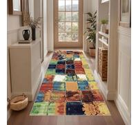 Qemgrste Vintage Runner Rugs for Hallway Non-Slip Hallway Runner Mat 40 x 60 cm Extra Long Washable Entryway Rug Low Pile Carpet Runner for Hallway Entryway Kitchen Laundry Room