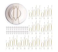 QENETY 24 Pieces Invisible Plate Hangers, 6/8/ 10 Inch Wall Plate Hangers Stainless Steel Decorative and 24 Pieces Wall Hooks, for displaying Plate Collection in The Kitchen, Room