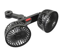 QENETY Car Fan Dual-Head 12V/24V, Portable USB Car Fans for Backseat, 360° Rotatable Vehicle Rear Headrest Fans, 3 Speed Strong Wind for Car Camping SUV RV Home Office