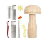 QENETY Darning Mushroom, Wood Darning Mushroom Set with Darning Needle, Sewing Thread, Sewing Darning Needle Darning Mushroom for DIY Hand Sewing Crafts, Socks, Clothes (Needles)