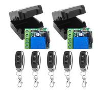 QENETY DC 12V 1CH RF Relay, 433 mhz Universal Wireless Remote Control Switch, Relay Receivers with Transmitters 433Mhz EV1527 Learning Code Remote Control Switch (2 Relay and 5 Transmitters)