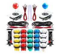 Qenker 2-Player LED Arcade DIY Kit for USB MAME PC Game DIY & Raspberry Pi Retro Controller DIY Including 2X Arcade Joystick, 20x LED Arcade Buttons, 2X Zero Delay USB Encoder (Mixed Color Kit)