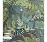 Qenlup Green Leaf Wallpaper Self Adhesive Peel and Stick Wallpaper Floral Wall Covering Botanical Vinyl Wrap Vintage Contact Paper for Home Office Wall Furniture Renovation, 44.2 x 300cm