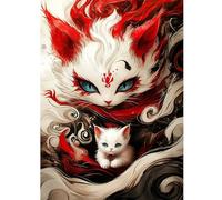 QENSPE 5D Diamond Art Fox, DIY Diamond Painting Kits for Adults, Round Full Drill, Anime Diamonds Dots Mosaic Painting, Crystal Gem Arts Craft for Home Wall Decor 12x16 in